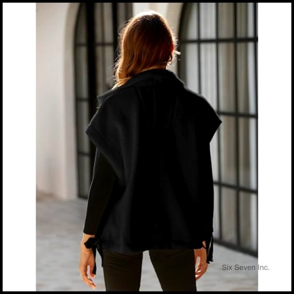 Oversized Sherpa Fleece Vest Sleeveless Button Down Fuzzy Winter Warm Outerwear - Picture 4 of 7